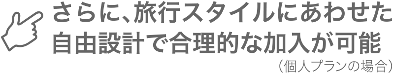 さらに、旅行スタイルにあわせた自由設計で合理的な加入が可能 （個人プランの場合）